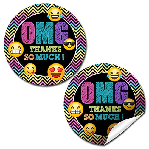 Neon Emoji Birthday Party Stickers