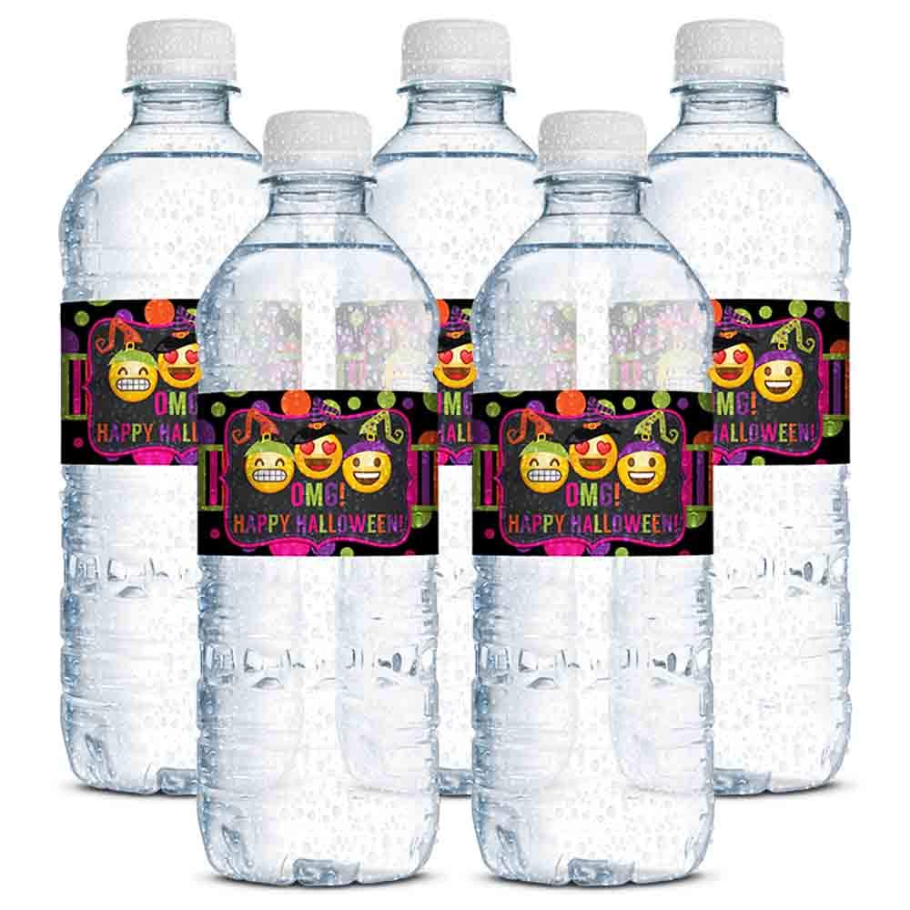 emoji witch water bottle labels
