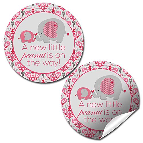 New Little Peanut Elephant Baby Shower Stickers (Girl)