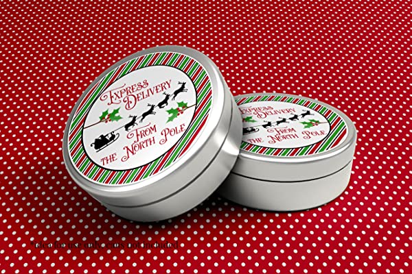 Christmas Name Tags Stickers Printable, North Pole Express Mail