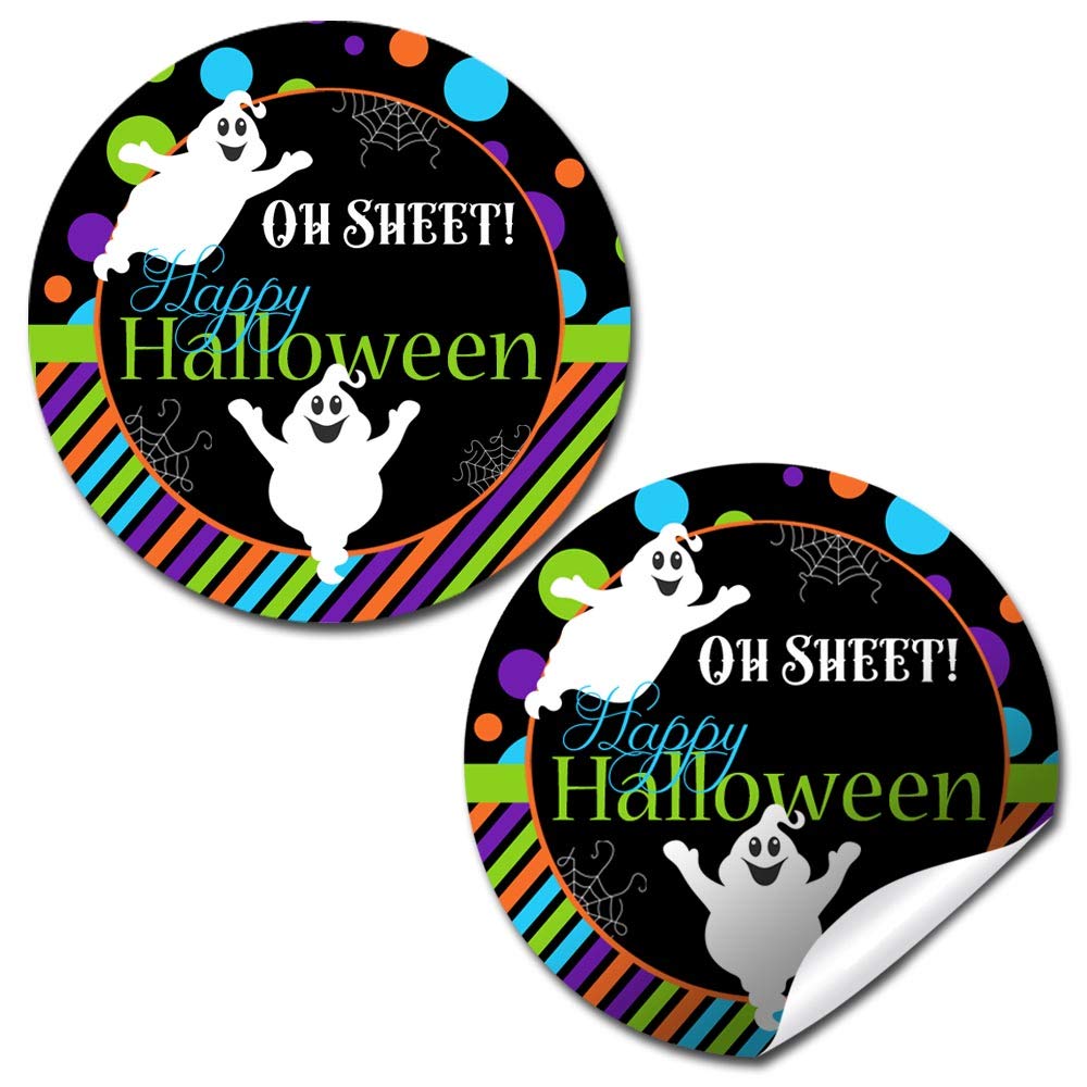 Oh Sheet! Ghost Halloween Treat Bag Stickers