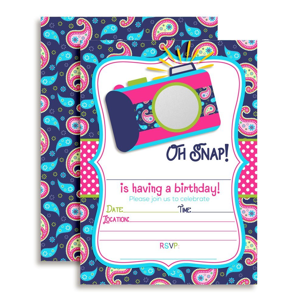 Oh Snap! Camera Birthday Party Invitations