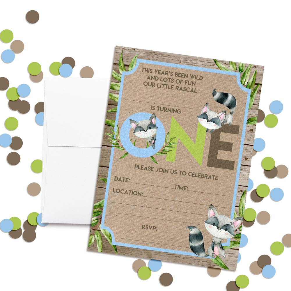 Our Little Rascal Raccoon 1st Birthday Party Invitations – Amanda Creation
