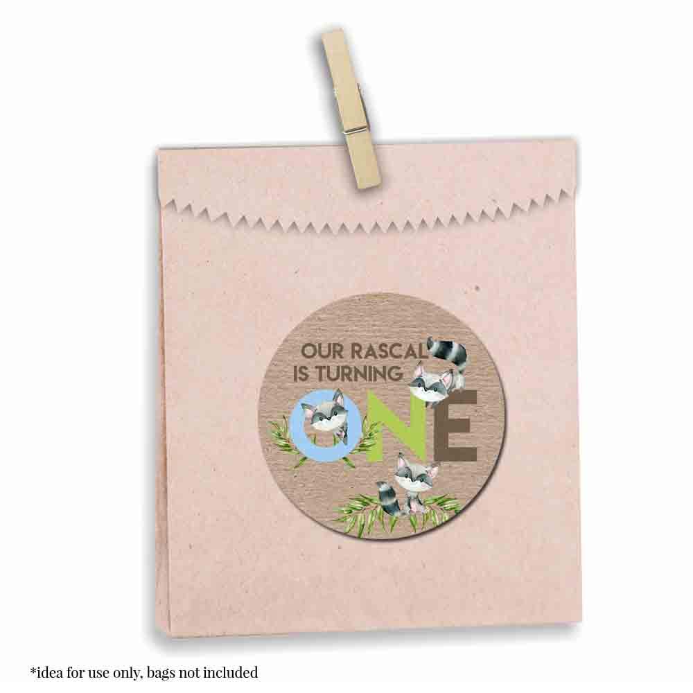 Rascal Raccoon Sticker Our Little Rascal Raccoon 1st Birthday Party Favor Stickers – Amanda ...