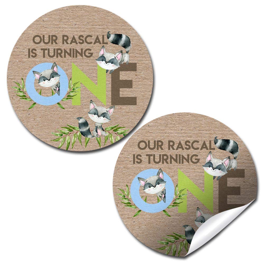 Our Little Rascal Raccoon 1st Birthday Stickers