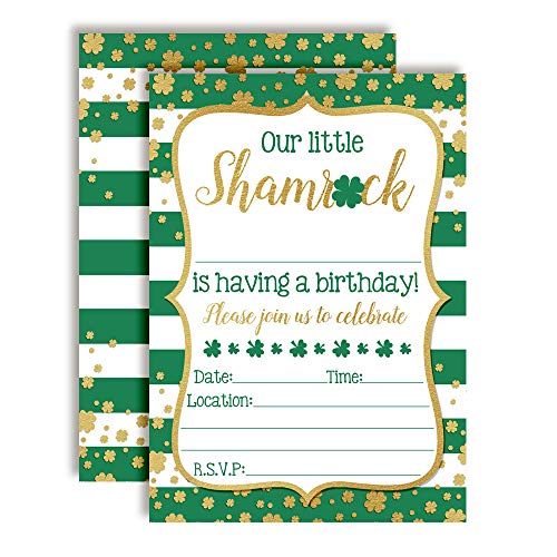Our Little Shamrock St. Patrick's Day Birthday Party Invitations