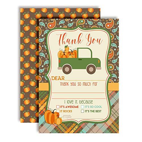 Green Truck with Pumpkins Thank You Cards