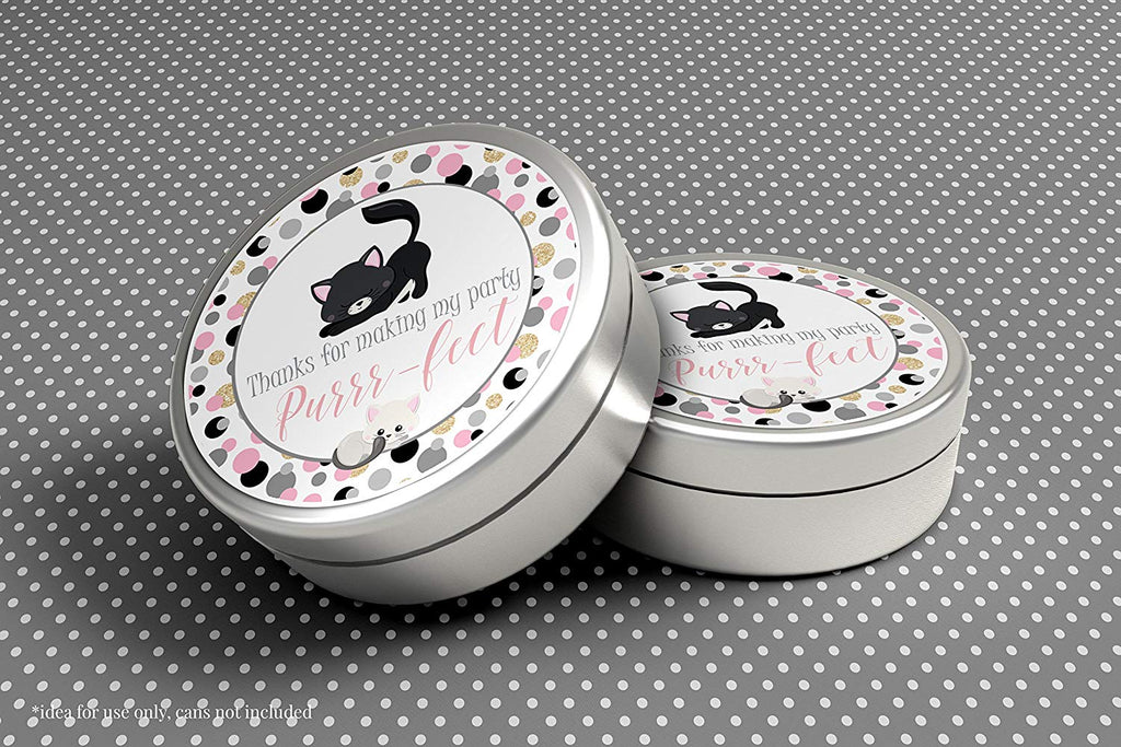 Polka Dot Kitty Cat Party Stickers