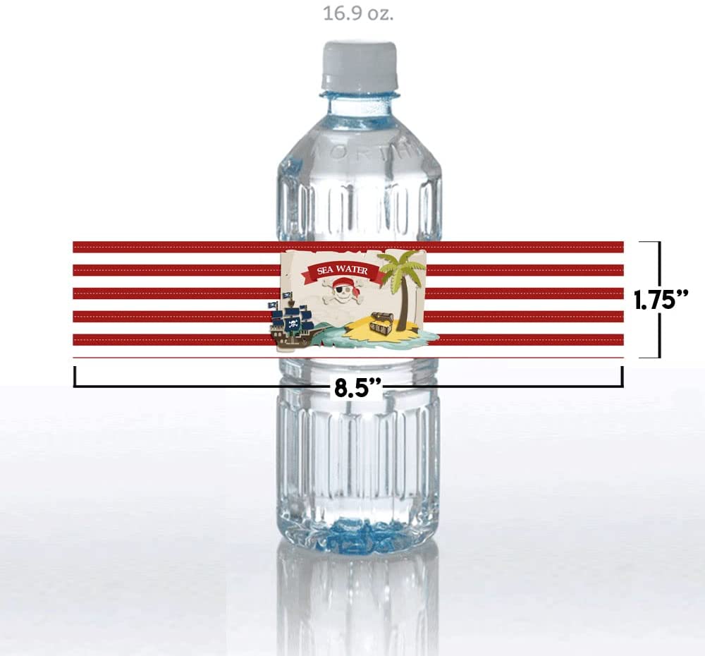 Treasure Wrapper Pirate Treasure Map Birthday Waterproof Water Bottle Wrappers – Amanda ...