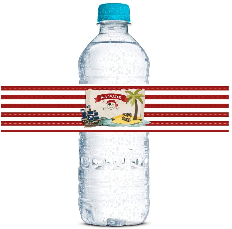 Treasure Wrapper Pirate Treasure Map Birthday Waterproof Water Bottle Wrappers – Amanda ...