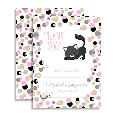 Polka Dot Kitty Cat Thank You Cards