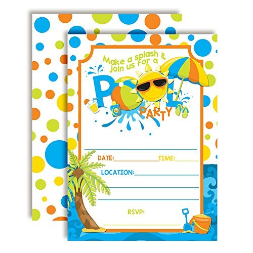 Pool Party Summer Birthday Party Invitations (Boy)