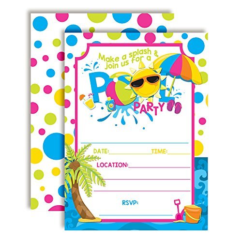 Pool Party Summer Birthday Party Invitations (Girl)