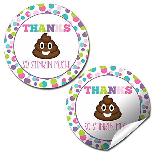 Poop Emoji Party Pooper Girl Birthday Party Stickers