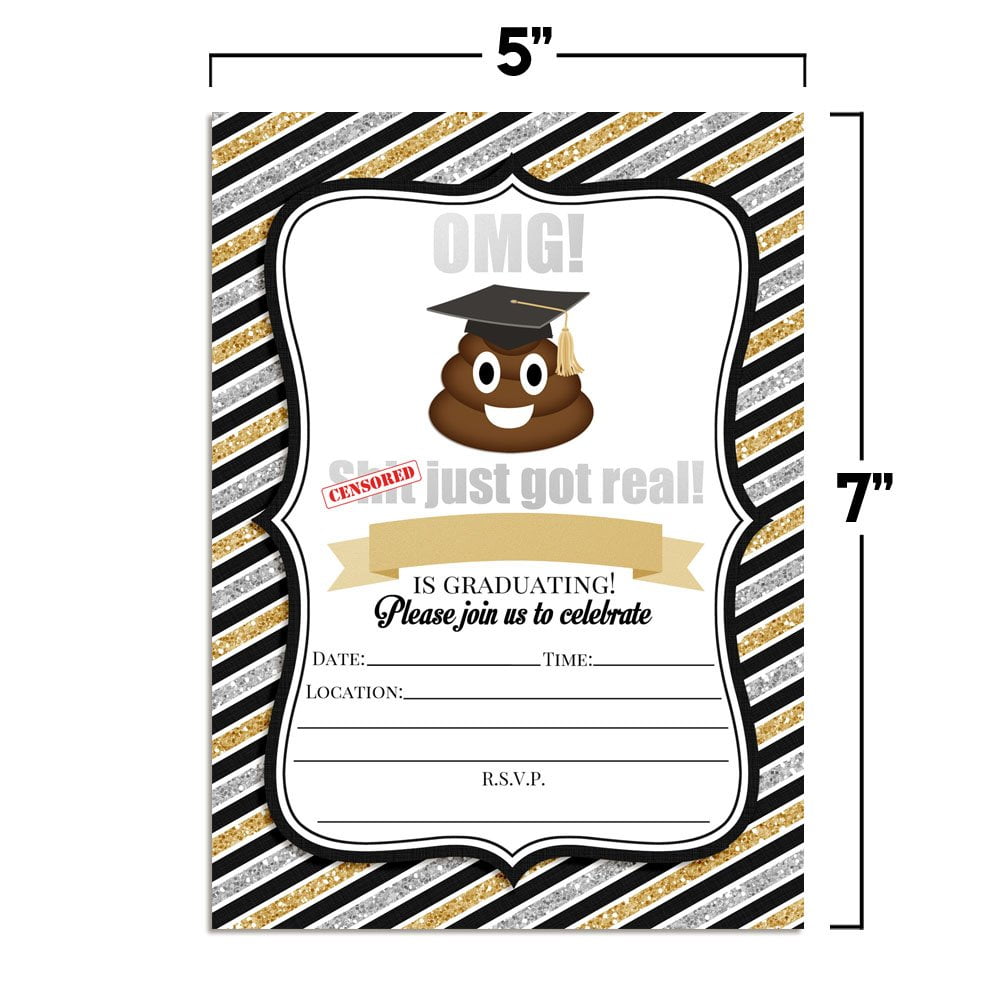 Poop Graduation Cover Funny Grad Party Invitations