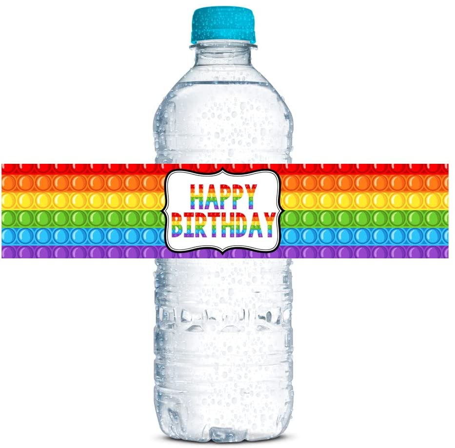 Rainbow Pop It Water Bottle Labels