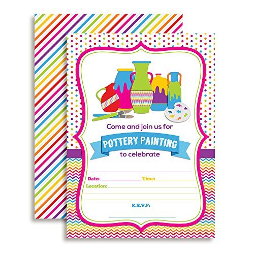 Pottery Painting Birthday Party Invitations