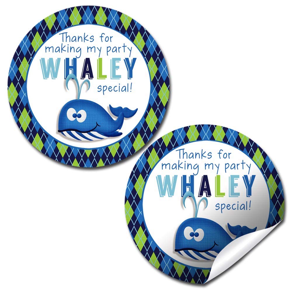 Preppy Whale Birthday Party Stickers