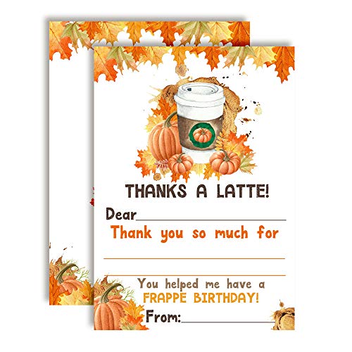 Pumpkin Spice Latte Birthday Thank You Cards