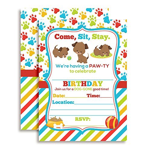 Puppy Dog Paw-Ty Birthday Party Invitations (Boy)