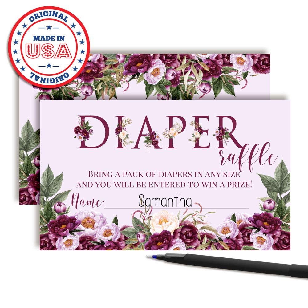 Purple Raffle Box Purple Peony Diaper Raffle Tickets – Amanda Creation