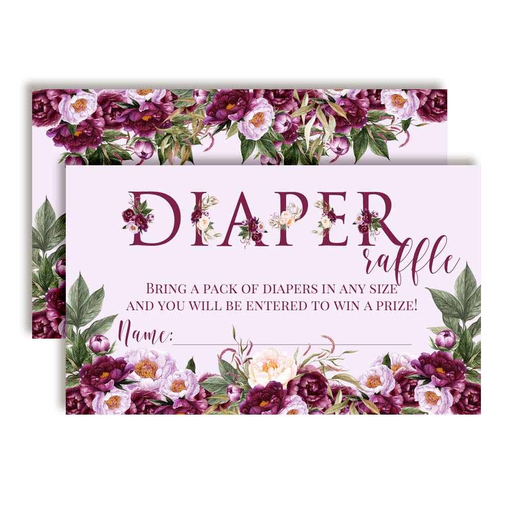purple peony diaper raffle tickets