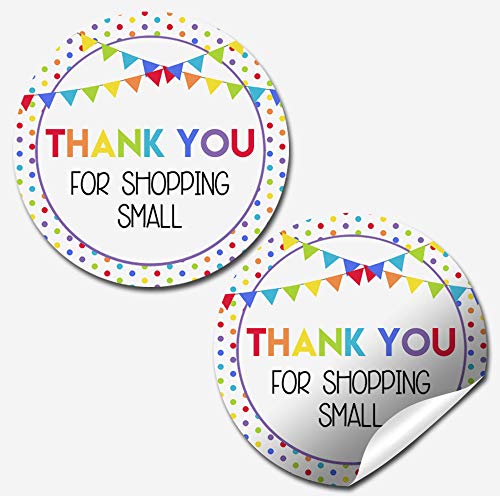 Rainbow "Thank You for Shopping Small" Stickers