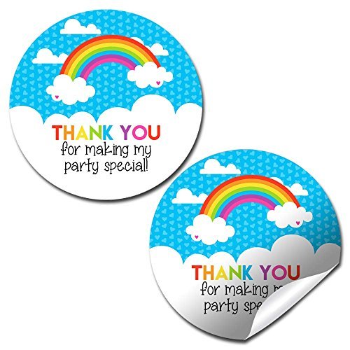 Rainbow Birthday Party Favor Stickers