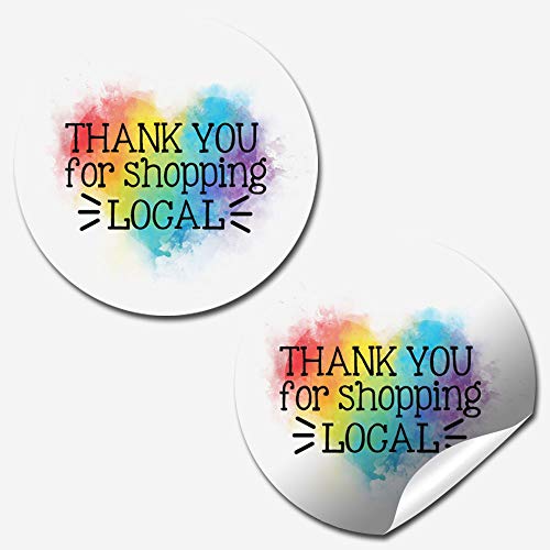 Rainbow "Thank You for Shopping Local" Stickers