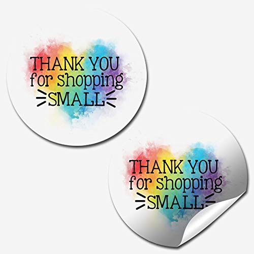 Rainbow "Thank You for Shopping Small" Stickers