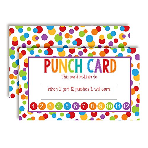 Rainbow Polka Dot General Reward Punch Cards for Kids