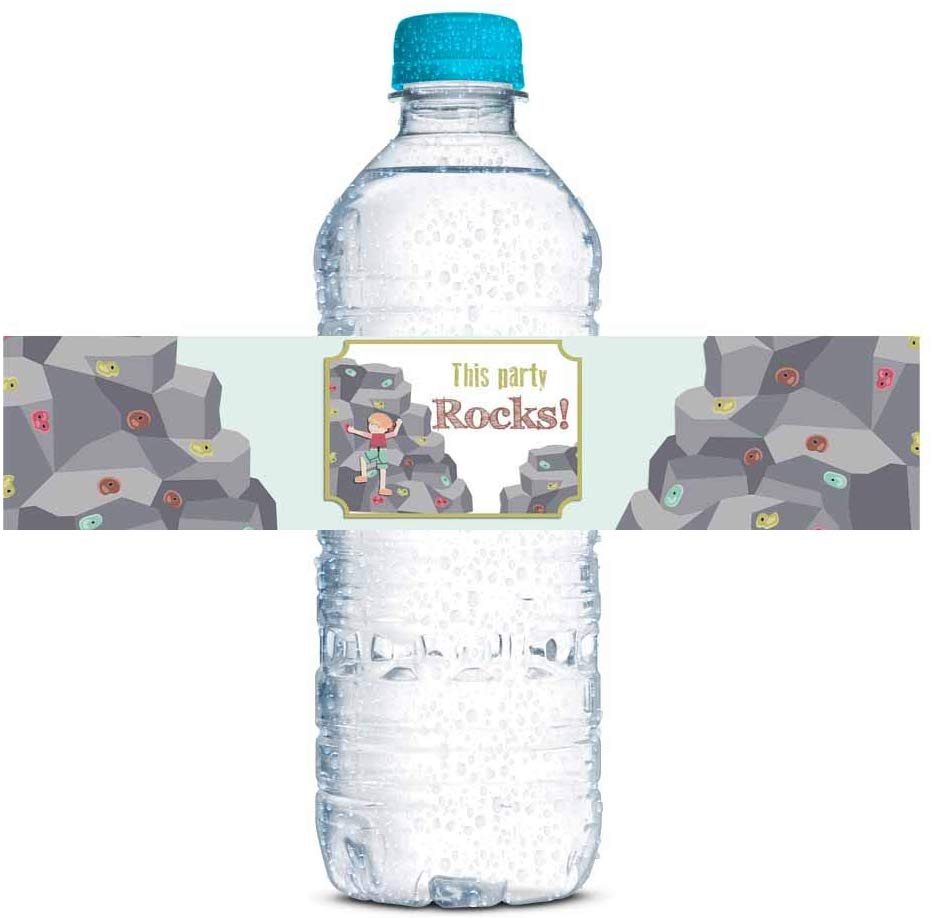 Rock Climbing Birthday Party Water Bottle Labels