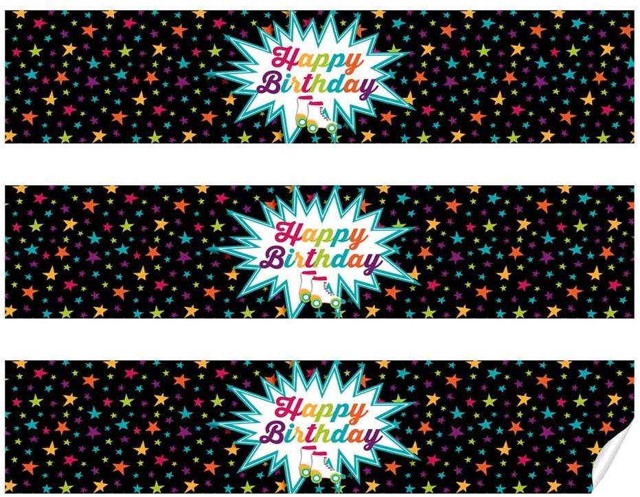 Ice Skating Party Water Bottle Labels - 20 Waterproof Wrap-Around Stickers 1.75x8.5 Inches