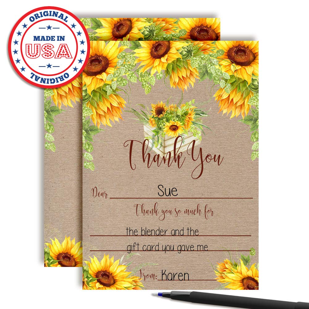 Fall Sunflowers Thank You Cards