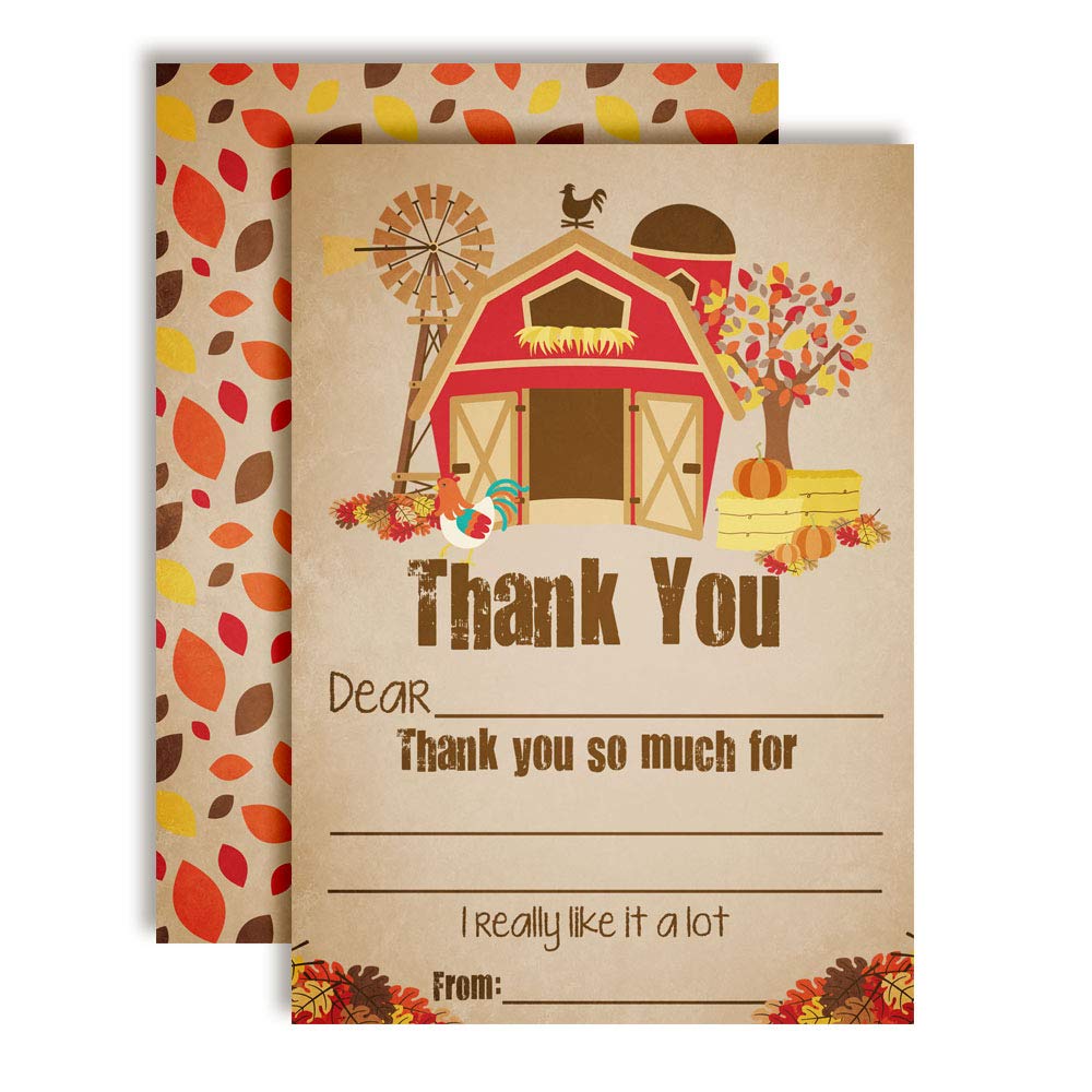 Old Fashioned Fall Barn Thank You Cards
