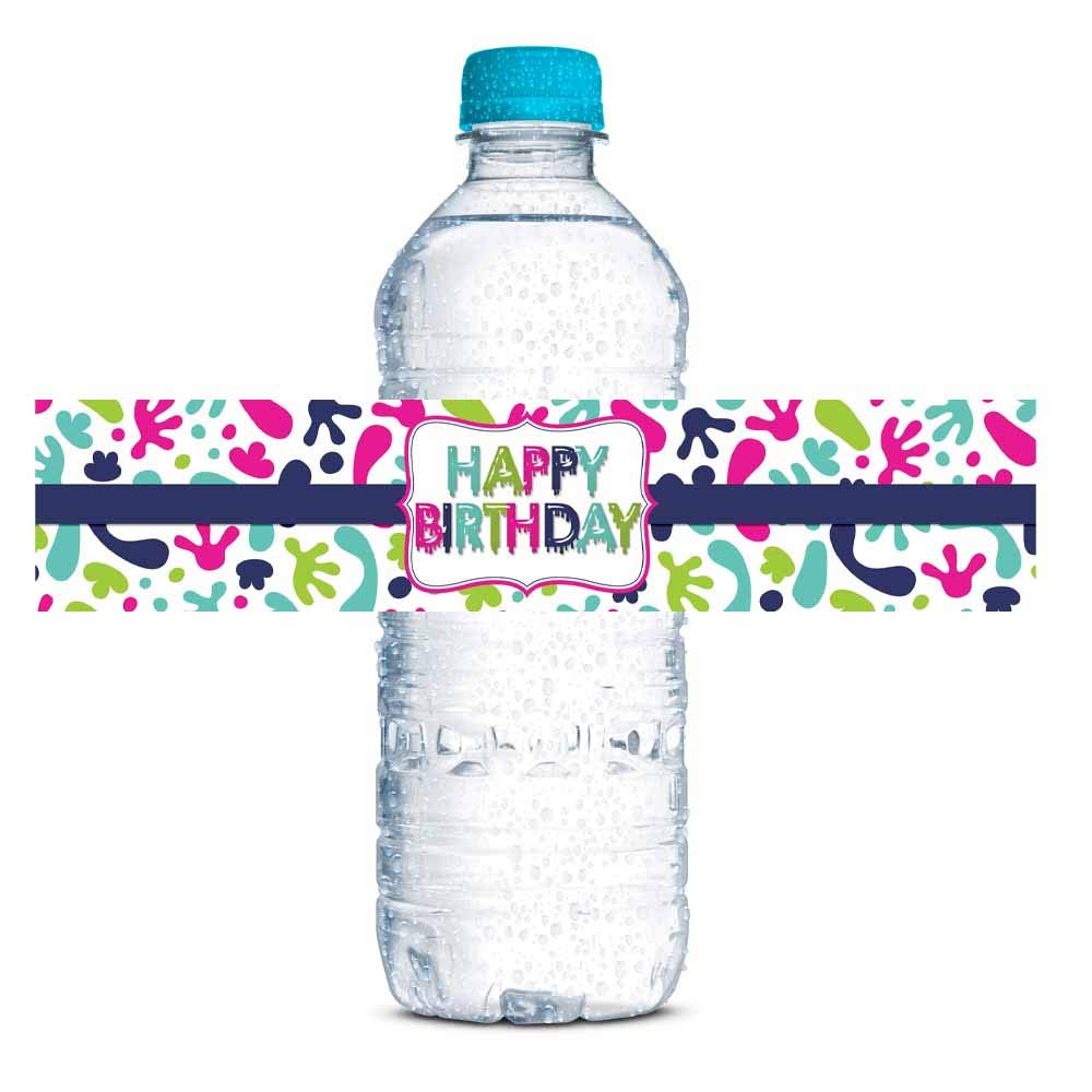 Slime Birthday Party Water Bottle Labels (Girl)
