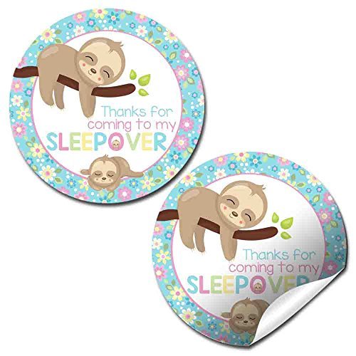 Sloth Sleepover Party Stickers
