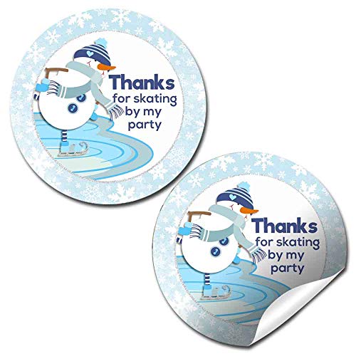 Snowman Ice Skating Birthday Party Stickers