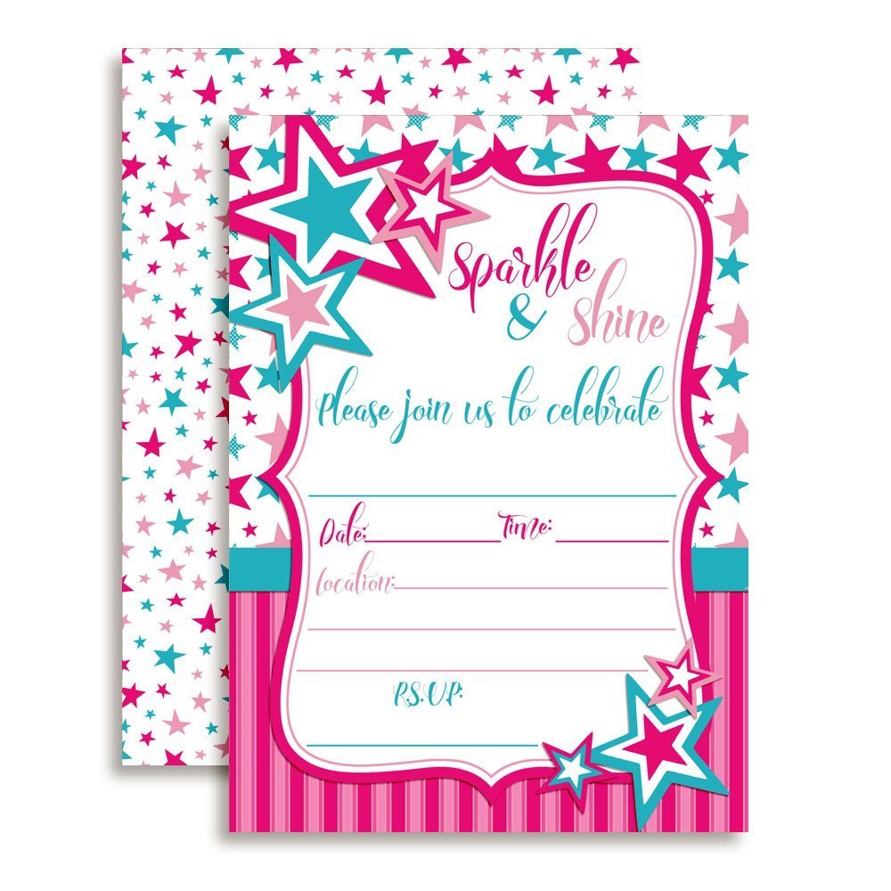 Sparkle & Shine Star Birthday Party Invitations – Amanda Creation
