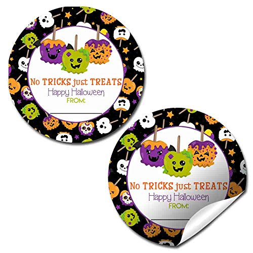 Spooky Candy Apple Halloween Treat Bag Stickers