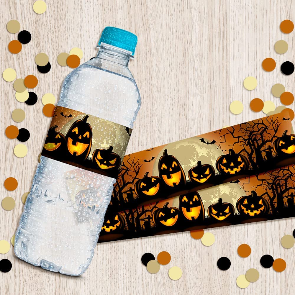 pumpkin-jack-o-lantern-waterproof-water-bottle-wrappers-amanda-creation for Free Printable Halloween Water Bottle Labels Pumpkin Jack O'Lantern Waterproof Water Bottle Wrappers – Amanda Creation for Free Printable Halloween Water Bottle Labels