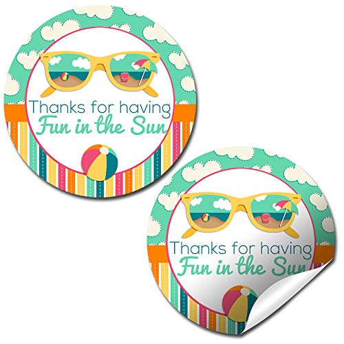 Summer Fun in The Sun Birthday Party Stickers