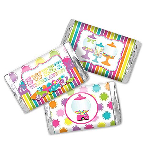 Sweet Celebration Sweet Shoppe Candy Shop Birthday Party Mini Chocolate Candy Bar Sticker Wrappers for Kids
