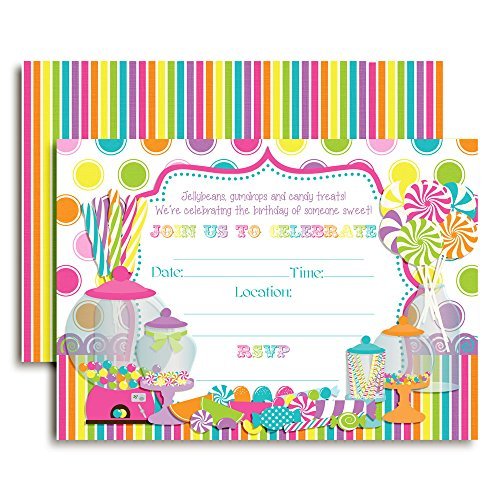 Sweet Shoppe Candy Shop Birthday Party Invitations