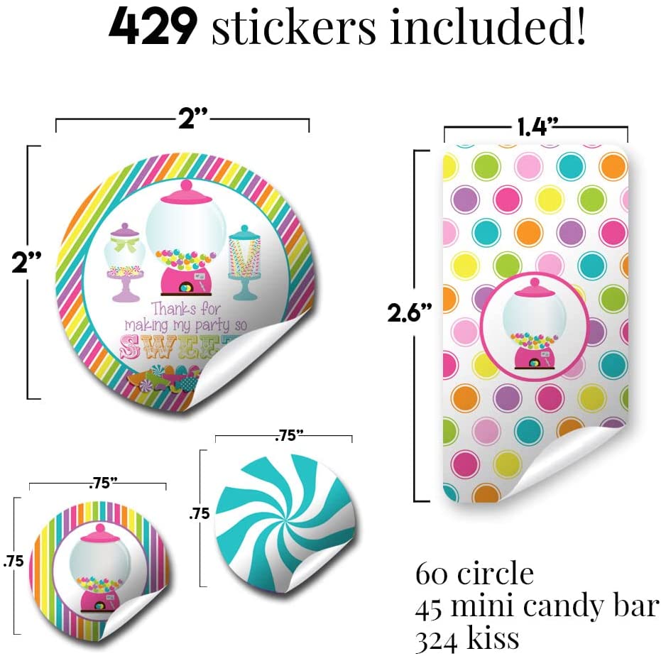 Amanda Creation Splatter Paintball Birthday Party Sticker Bundle Kit - 429  pieces!!! 60 2 Circle Stickers, 45 Mini Candy Bar Wrappers, & 324 Round