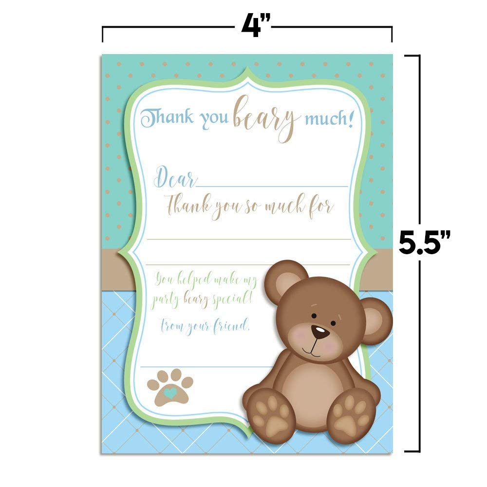 Teddy Bear Thank You Cards (Boy)