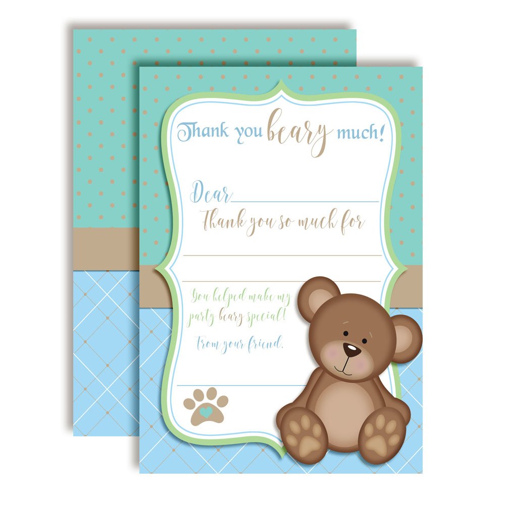 Teddy Bear Thank You Cards (Boy)