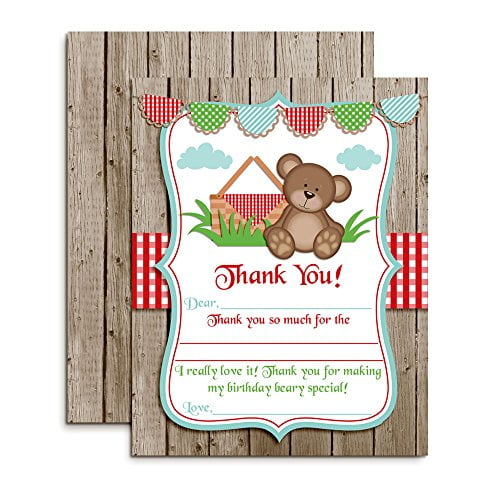 Teddy Bear Picnic Thank You Cards