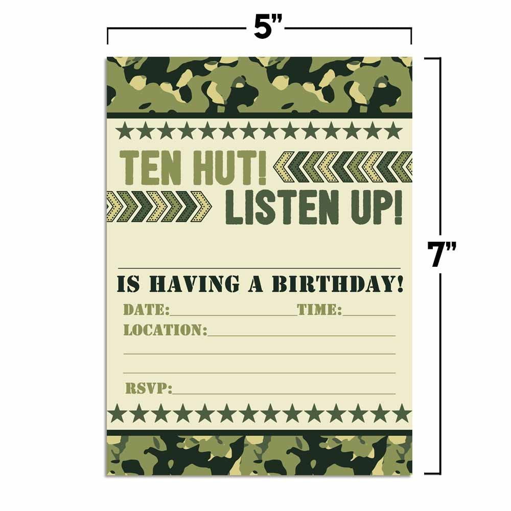 Fishing Themed Birthday Party Celebration Invitations for Boys, Ten 5x7 Fill in Cards with 10 White Envelopes by AmandaCreation