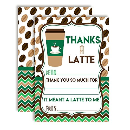 Thanks A Latte Thank You Cards (Green & Brown)